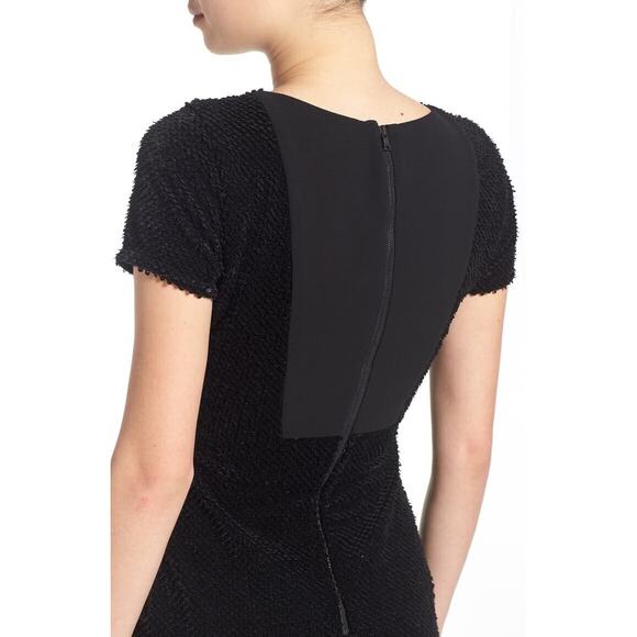 SAM EDELMAN Flocked Sequin Dress Womens 2 Black Karina Mini Shift Sheath Party - Picture 2 of 16